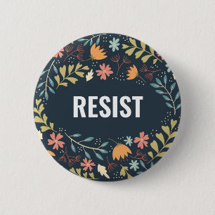 Resist Flower Wreath 6 Cm Round Badge