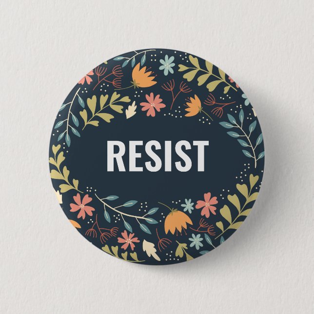 Resist Flower Wreath 6 Cm Round Badge (Front)