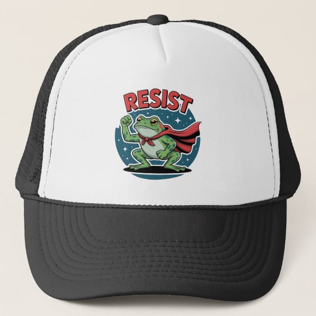 Resist Frog Portland Frog Protest for Men Women Trucker Hat (Front)