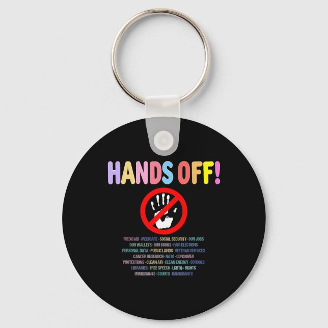 Resist Hands Off Protest 2025  Key Ring (Front)