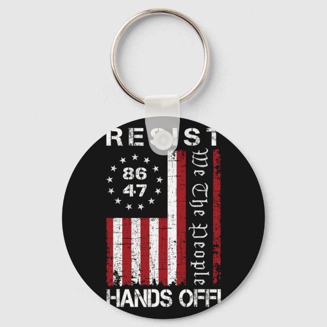 Resist Hands Off Protest 86 47 8647 Protest Save D Key Ring (Front)
