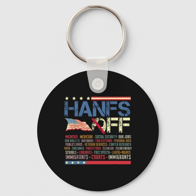 Resist Hands Off Protest Social Security And Medic Key Ring (Front)