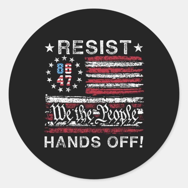 Resist Hands Off Social Security Medicare Medicaid Classic Round Sticker (Front)