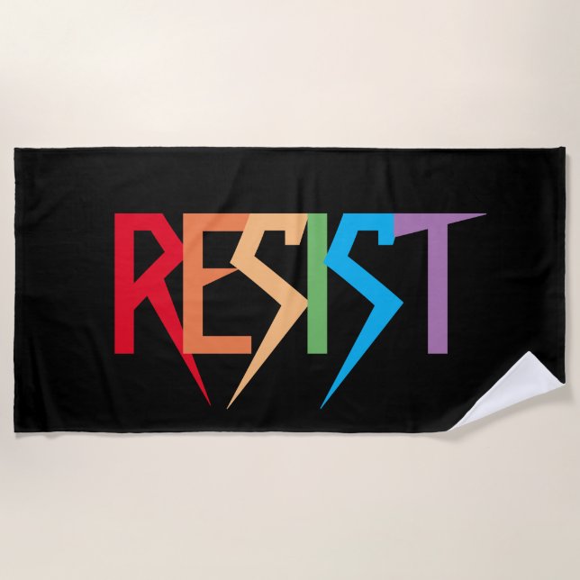 Resist in Rainbow Colours Beach Towel (Front)