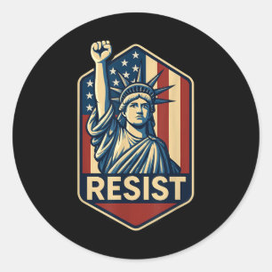 Resist - Lady Liberty Fist Classic Round Sticker