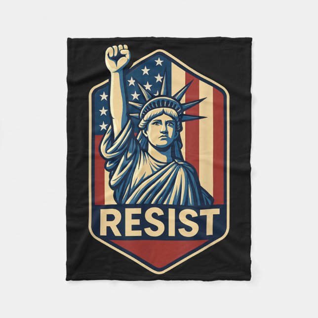 Resist - Lady Liberty Fist  Fleece Blanket (Front)