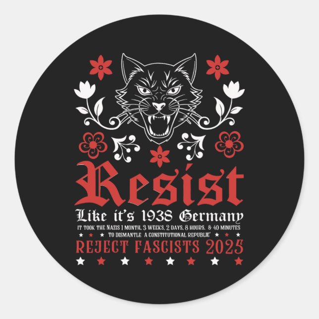 Resist Like It's 1938 Germany 16  Classic Round Sticker (Front)
