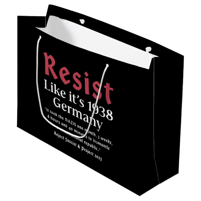 Resist Like It's 1938 Germany Large Gift Bag (Front Angled)