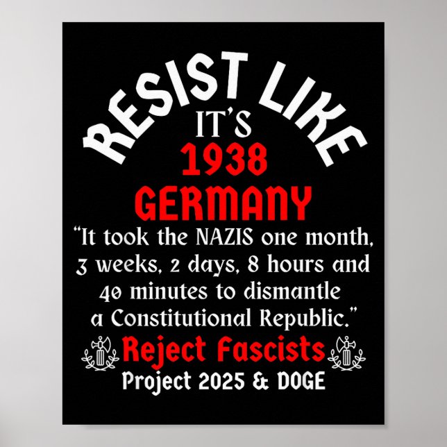 Resist Like It's 1938 Germany  Poster (Front)