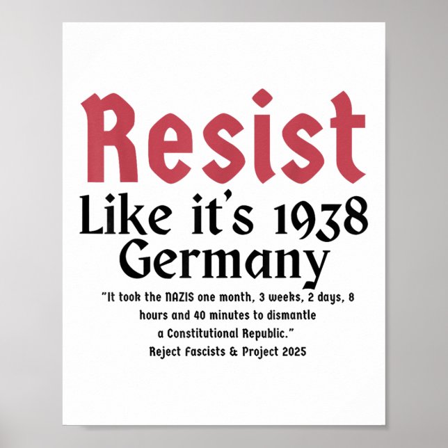 Resist Like Its 1938 Germany  Poster (Front)