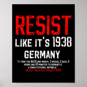 Resist Like It's 1938 Germany Reject Fascism Proje Poster