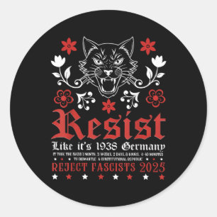 Resist Like Its 1938 Germany Retro Vintage Classic Round Sticker