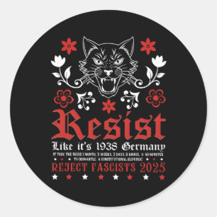 Resist Like It's 1938 Germany Retro Vintage Classic Round Sticker