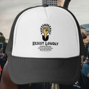 Resist Loudly Trucker Hat   Anti-Fascist Power