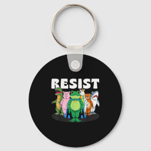 Resist No King Portland Frog Costume Activists Gro Key Ring