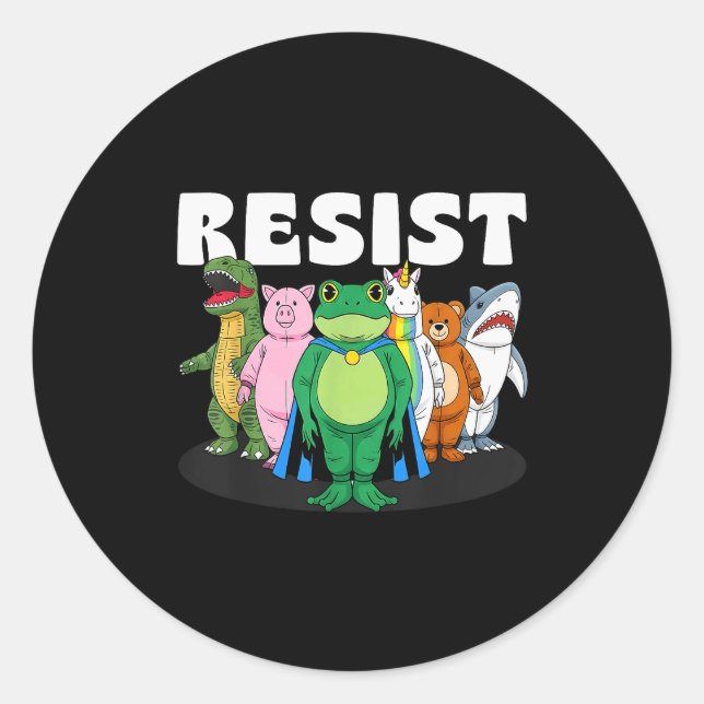 Resist No King Rtland Frog Costume Activists Group Classic Round Sticker (Front)