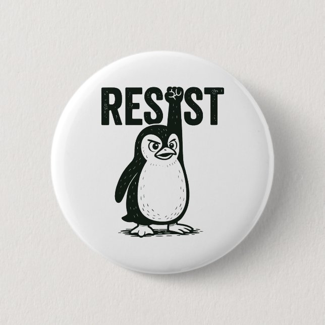 Resist Penguin  6 Cm Round Badge (Front)