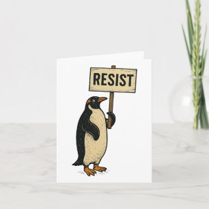 Resist Penguin Activism Anti Tariff Graphic Design Card