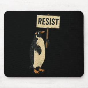Resist Penguin Activism Anti Tariff Graphic Design Mouse Pad