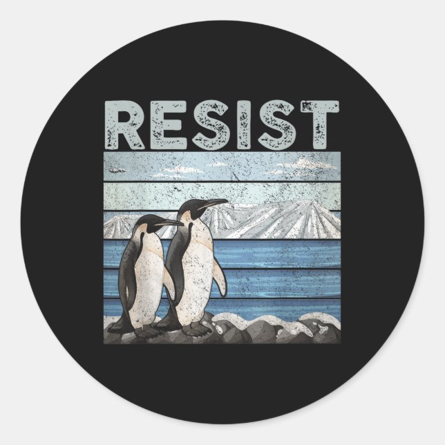 Resist Penguin Activism  Classic Round Sticker (Front)