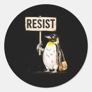 Resist Penguin Activism Graphic Design 1  Classic Round Sticker