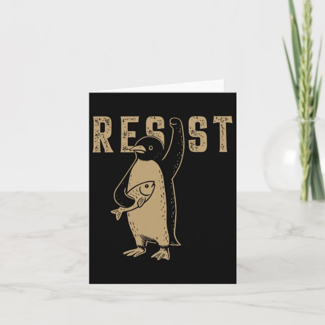 Resist Penguin Activism Graphic Design 5  Card (Front)