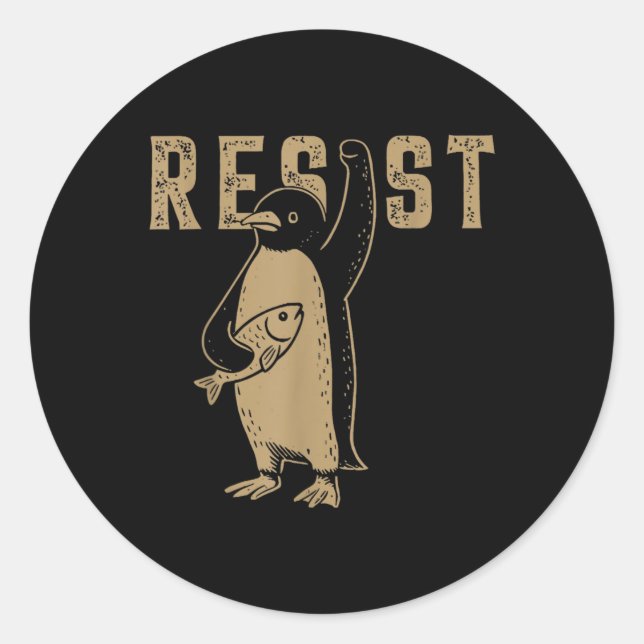 Resist Penguin Activism Graphic Design 7  Classic Round Sticker (Front)