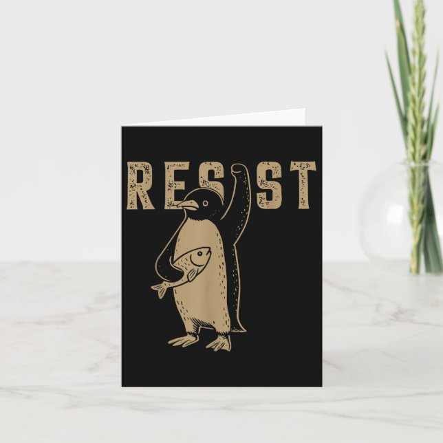 Resist Penguin Activism Graphic Design  Card (Front)