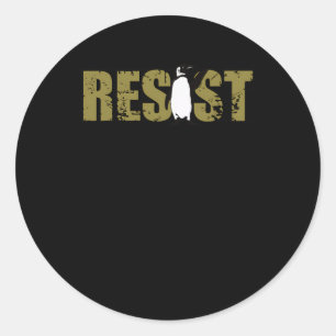 Resist Penguin Activism Graphic Design Penguin Res Classic Round Sticker