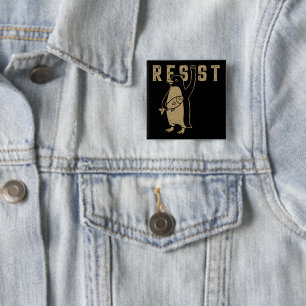 Resist Penguin Activism Graphic Design Vintage 15 Cm Square Badge