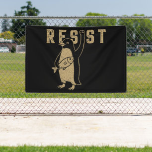 Resist Penguin Activism Graphic Design Vintage Banner
