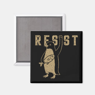Resist Penguin Activism Graphic Design Vintage Magnet