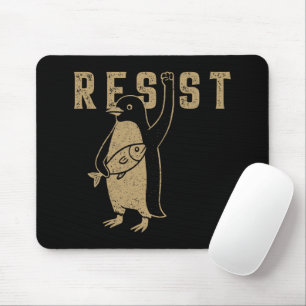 Resist Penguin Activism Graphic Design Vintage Mouse Pad