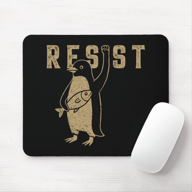 Resist Penguin Activism Graphic Design Vintage Mouse Pad (With Mouse)