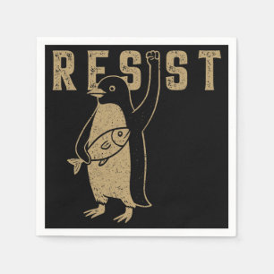 Resist Penguin Activism Graphic Design Vintage Napkin