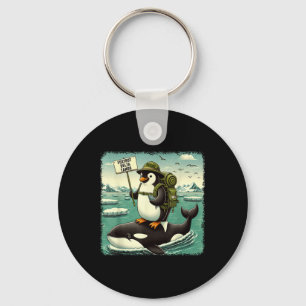 Resist Penguin Activism Graphic Funny Penguin Agai Key Ring