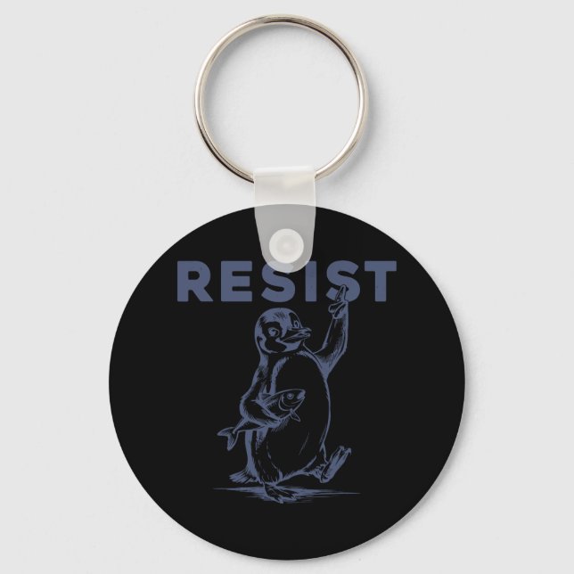 Resist Penguin Activism Graphic  Key Ring (Front)