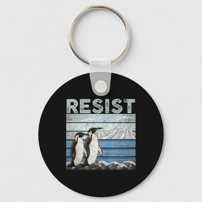 Resist Penguin Activism  Key Ring (Front)