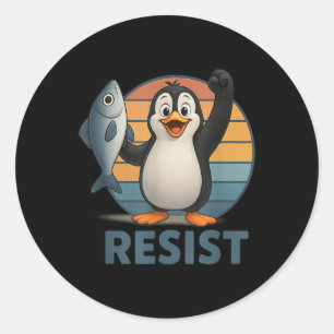 Resist Penguin Activism Penguins Protest Against T Classic Round Sticker