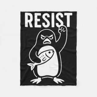 Resist Penguin Activism Protest Graphic Grunge Sty Fleece Blanket