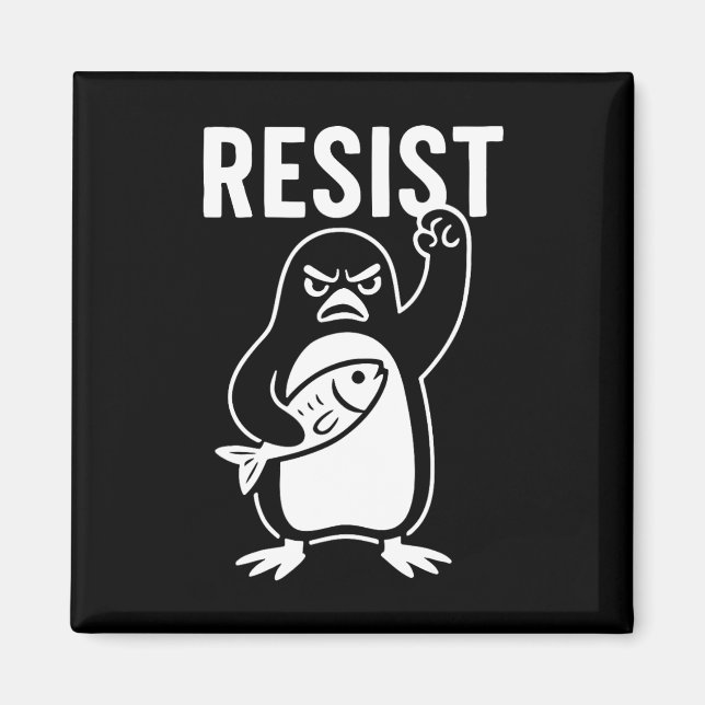 Resist Penguin Activism Protest Graphic Grunge Sty Magnet (Front)