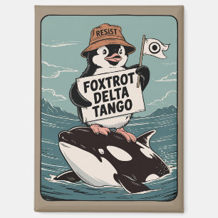 Resist Penguin Activism Vintage Protest  Magnet