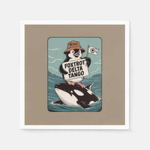 Resist Penguin Activism Vintage Protest Napkin