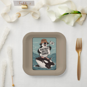 Resist Penguin Activism Vintage Protest  Paper Plate