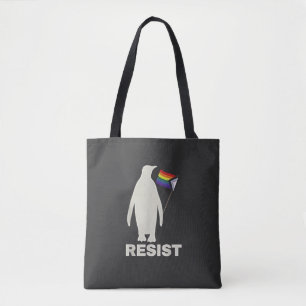 Resist Penguin Against Tariffs LGBT Anti Trump Tote Bag