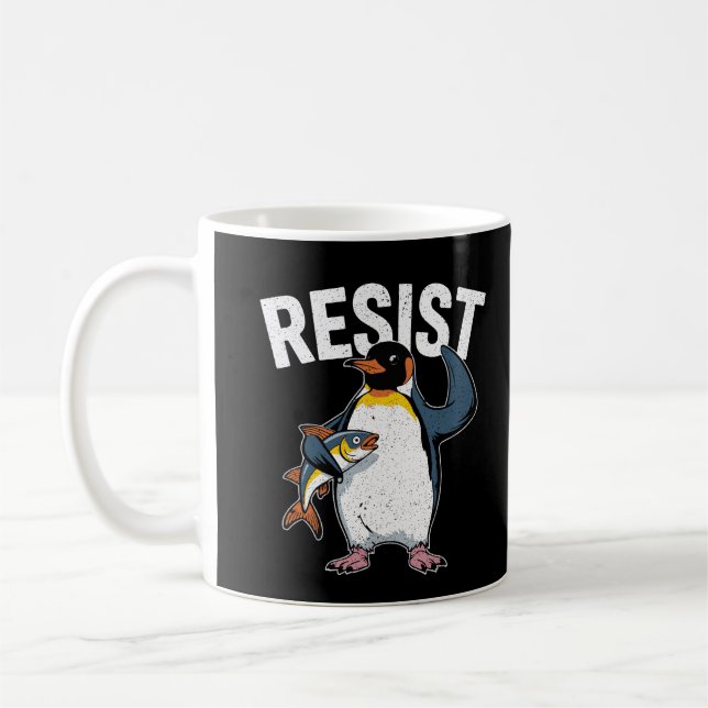Resist Penguin Funny Tariffs I Stand With Penguins Coffee Mug (Left)