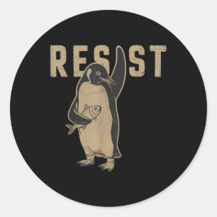 Resist Penguin _ Hand Off _ Penguins Protest Classic Round Sticker