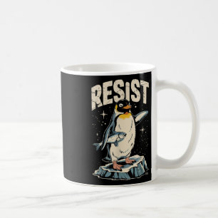 Resist Penguin Holding Fish Funny Protest Vintage  Coffee Mug