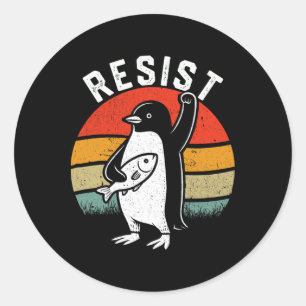 Resist Penguin Retro Resist Graphic Classic Round Sticker