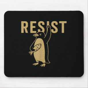 Resist Penguin Retro Resist Penguin Design Mouse Pad